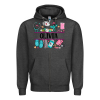 Charcoal Heather nurse elements with costom name Zipper Hoodie - AdoDesignShop