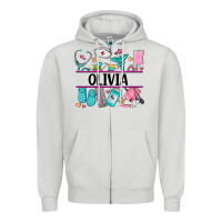 Dove Grey nurse elements with costom name Zipper Hoodie - AdoDesignShop