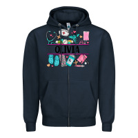 Navy nurse elements with costom name Zipper Hoodie - AdoDesignShop