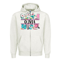 Oatmeal Heather nurse elements with costom name Zipper Hoodie - AdoDesignShop