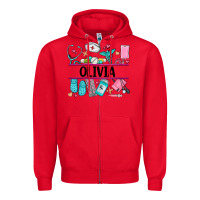 Red nurse elements with costom name Zipper Hoodie - AdoDesignShop