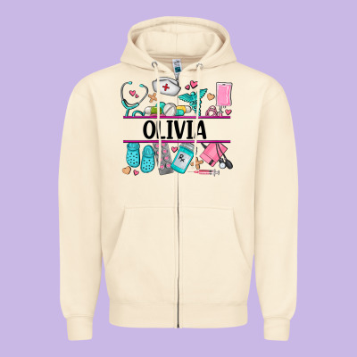 Nurse Elements With Costom Name Zipper Hoodie Designed By Adodesignshop