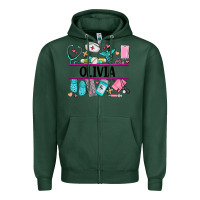 Sports Green nurse elements with costom name Zipper Hoodie - AdoDesignShop