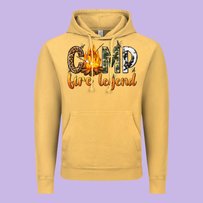 Vintage Hoodie camp fire legend with fire