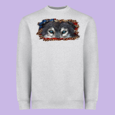 Heavyweight Sweatshirt Wolf eyes american flag