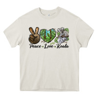Cream peace love koala Heavy Core Tee - LillyAllenDesigns