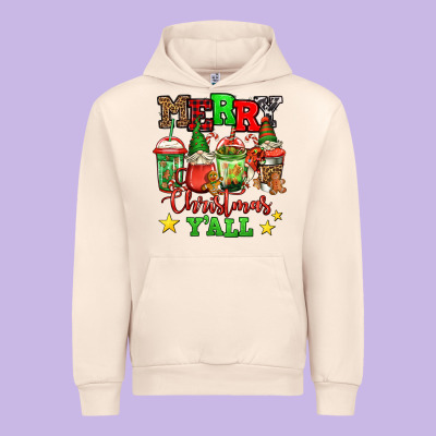 Merry Christmas Y'all Gnome Coffee Urban Hoodie Designed By Jasminsmagicworld