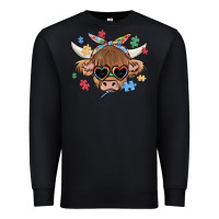 Black autism awareness cow Premium Sweatshirt - MaliasSmallBusiness