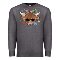 Charcoal Heather autism awareness cow Premium Sweatshirt - MaliasSmallBusiness