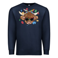 Navy autism awareness cow Premium Sweatshirt - MaliasSmallBusiness