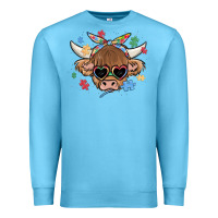 Ocean Blue autism awareness cow Premium Sweatshirt - MaliasSmallBusiness