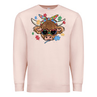 Pale Pink autism awareness cow Premium Sweatshirt - MaliasSmallBusiness