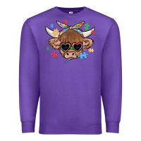 Purple autism awareness cow Premium Sweatshirt - MaliasSmallBusiness