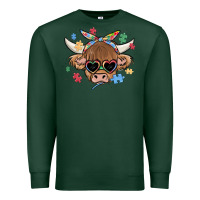Sports Green autism awareness cow Premium Sweatshirt - MaliasSmallBusiness