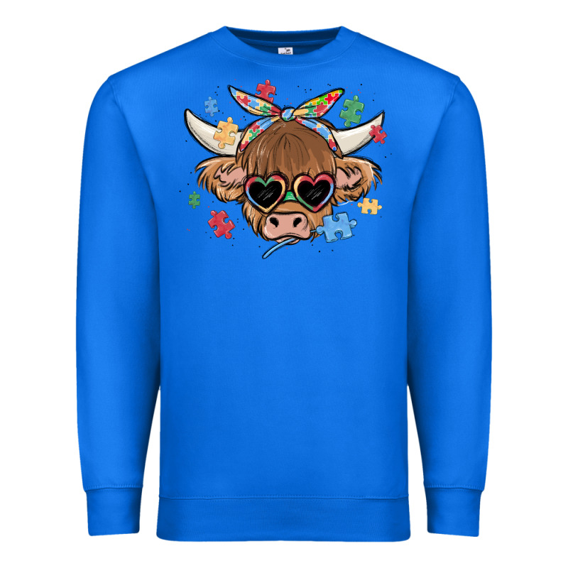 Autism Awareness Cow Premium Sweatshirt by MaliasSmallBusiness | Teevron