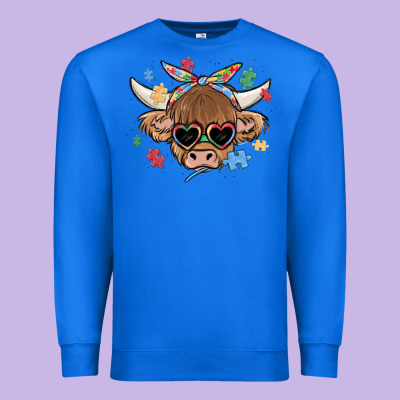 Autism Awareness Cow Premium Sweatshirt Designed By Maliassmallbusiness