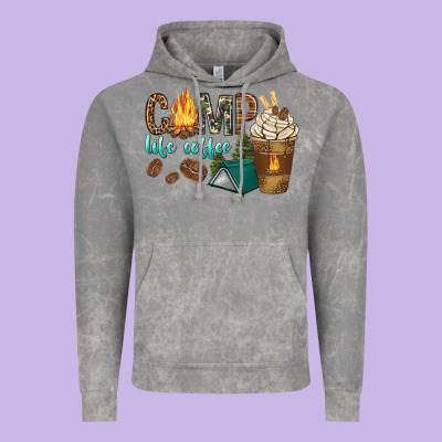 Vintage Hoodie camp life coffee with coffee cup