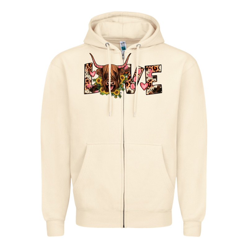 Highland Cow Love Zipper Hoodie by JahusDesignShop | Teevron