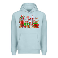 Blue Mist Santa coffee cups Premium Hoodie - NancyCooperArtShop