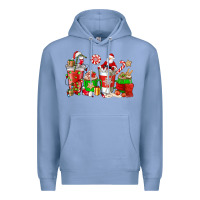 Colony Blue Santa coffee cups Premium Hoodie - NancyCooperArtShop