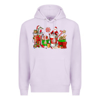 Lilac Santa coffee cups Premium Hoodie - NancyCooperArtShop