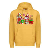 Mustard Santa coffee cups Premium Hoodie - NancyCooperArtShop
