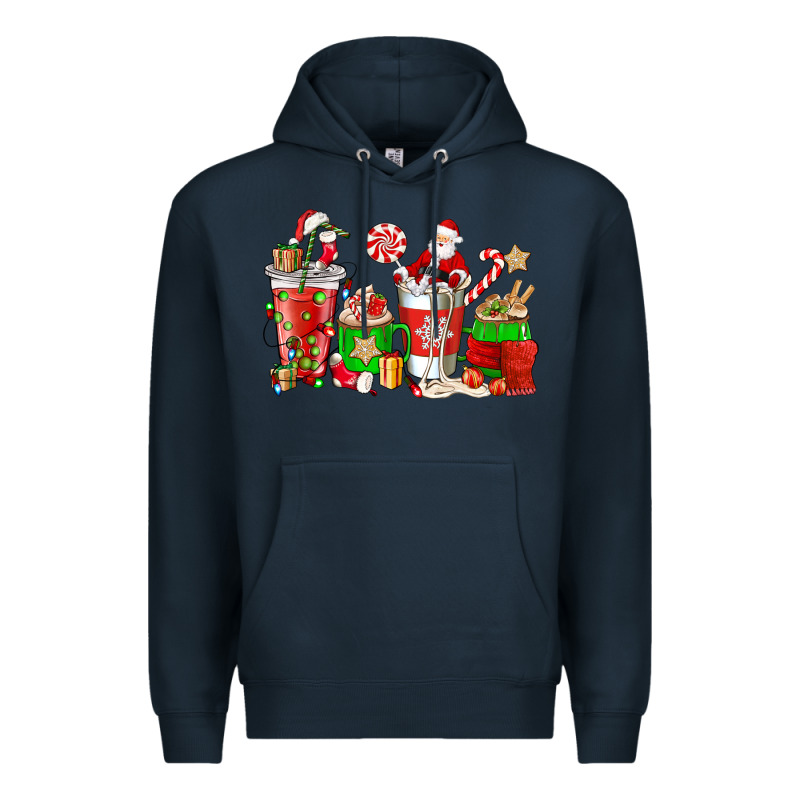 Santa Coffee Cups Premium Hoodie by NancyCooperArtShop | Teevron