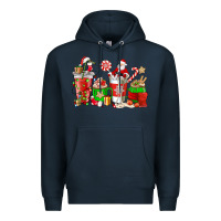 Navy Santa coffee cups Premium Hoodie - NancyCooperArtShop