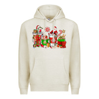 Oatmeal Heather Santa coffee cups Premium Hoodie - NancyCooperArtShop