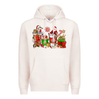 Pale Pink Santa coffee cups Premium Hoodie - NancyCooperArtShop