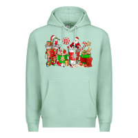 Seafoam Santa coffee cups Premium Hoodie - NancyCooperArtShop