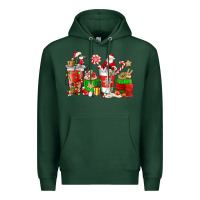 Sports Green Santa coffee cups Premium Hoodie - NancyCooperArtShop