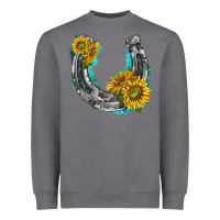 Storm horseshoe cowhide and sunflowers Heavyweight Sweatshirt - texasbilliewilder