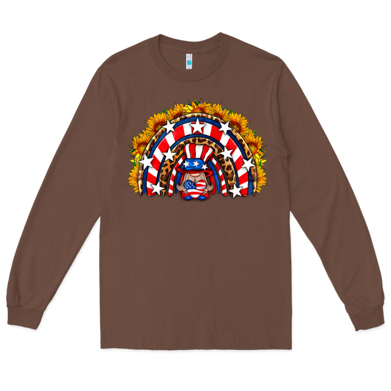 Usa Gnome Sunflower Rainbow Long Sleeve Tee by HRA Design Shop | Teevron