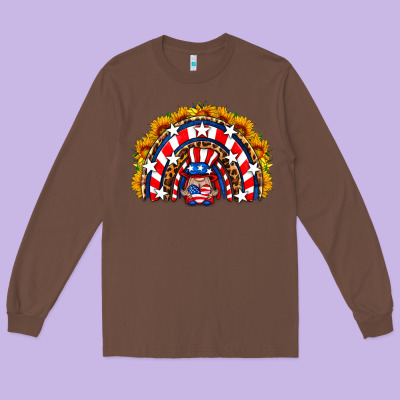 Usa Gnome Sunflower Rainbow Long Sleeve Tee Designed By Hra Design Shop