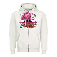 Oatmeal Heather pink costom name cowgirl hat and roses Zipper Hoodie - AdoDesignShop
