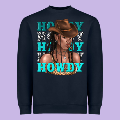 Howdy Howdy Black Girl Heavyweight Sweatshirt Designed By Texasbilliewilder