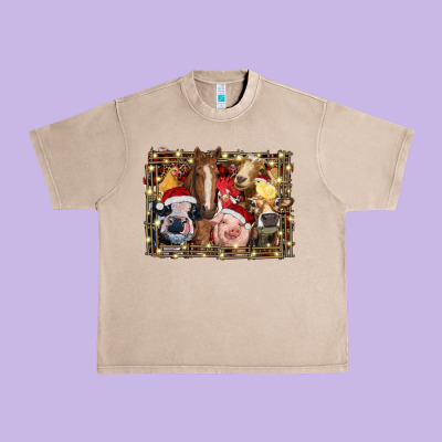 Christmas Farm Animals Urban Heavy Tee Designed By Ranaportraitstore