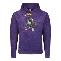 Cloud Purple Pitbull With Christmas Lights Vintage Hoodie - RanaPortraitStore