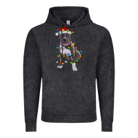 Vintage Black Pitbull With Christmas Lights Vintage Hoodie - RanaPortraitStore