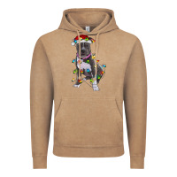 Vintage Coffee Pitbull With Christmas Lights Vintage Hoodie - RanaPortraitStore