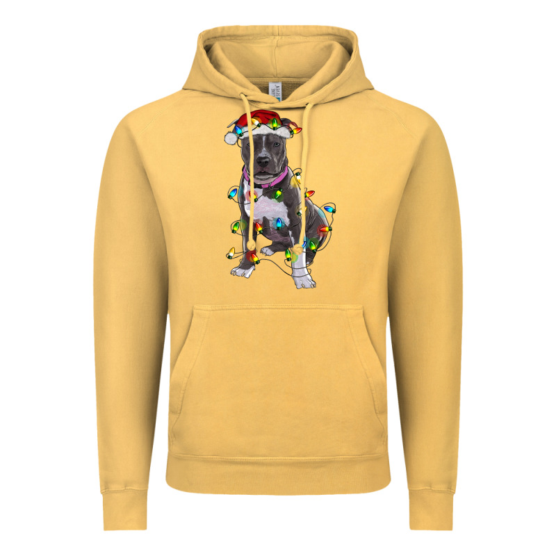Pitbull With Christmas Lights Vintage Hoodie by RanaPortraitStore | Teevron