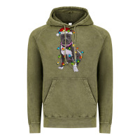 Vintage Olive Pitbull With Christmas Lights Vintage Hoodie - RanaPortraitStore