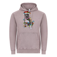 Vintage Zinc Pitbull With Christmas Lights Vintage Hoodie - RanaPortraitStore