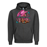 Charcoal Heather pink cowgirl hat and roses Zipper Hoodie - AdoDesignShop