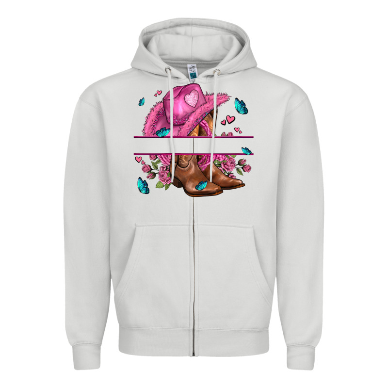 Pink Cowgirl Hat And Roses Zipper Hoodie by AdoDesignShop | Teevron