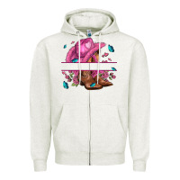 Oatmeal Heather pink cowgirl hat and roses Zipper Hoodie - AdoDesignShop