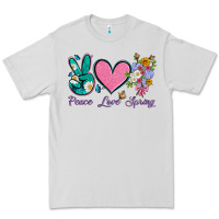 Dove Grey peace love springwith flowers and butterfly Premium Tee - Artiststas