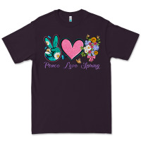 Plum peace love springwith flowers and butterfly Premium Tee - Artiststas
