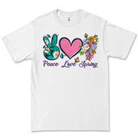 White peace love springwith flowers and butterfly Premium Tee - Artiststas